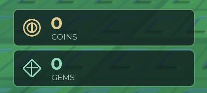 Huss Valley source HUD screenshot with separate Coins and Gems counters.